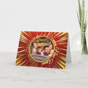 Merry Christmas Happy New Year Gold Circle Photo Holiday Card
