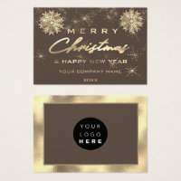 Merry Christmas Happy New Year Gold Favor Card