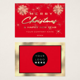 Merry Christmas Happy New Year Gold Red Card Logo