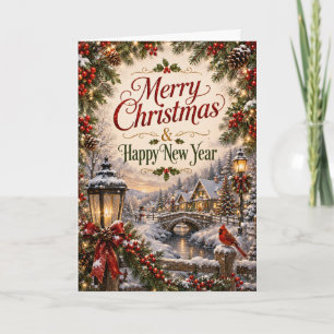 Merry Christmas Happy New Year Holiday Card