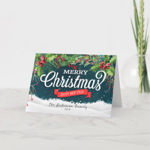 Merry Christmas & Happy New Year Holiday Greetings Card