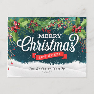 Merry Christmas & Happy New Year Holiday Greetings Postcard