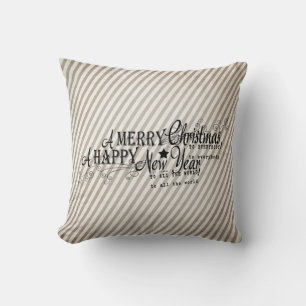 Merry Christmas Happy New Year Holiday Pillow
