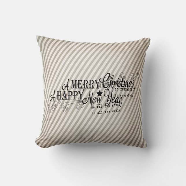 Merry Christmas Happy New Year Holiday Pillow (Front)