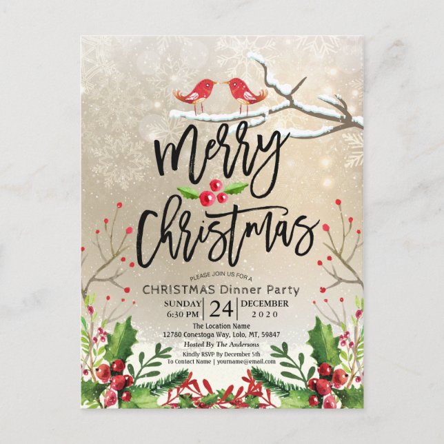 Merry Christmas Happy New Year Holiday Santa Party Postcard (Front)