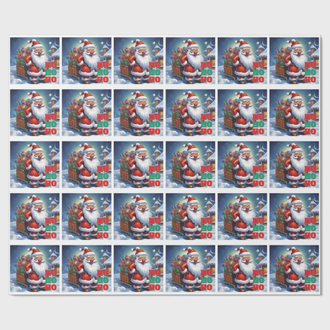 Merry Christmas Happy New Year Holiday Season Wrapping Paper (Flat)
