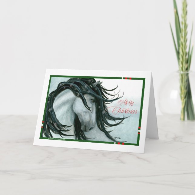 Merry Christmas Happy New Year Horses by Bihrle  Holiday Card (Front)