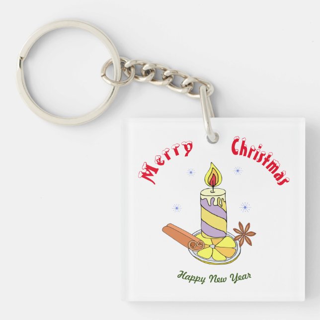 Merry christmas Happy New Year     Key Ring (Front)