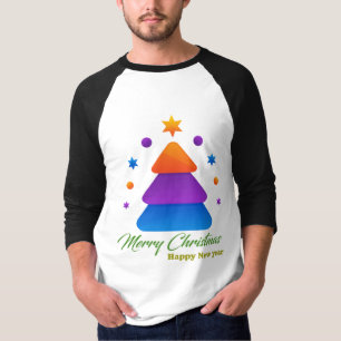 Merry Christmas Happy New Year Men’s 3/4 Sleeve Ra T-Shirt