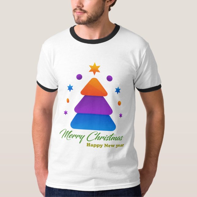 Merry Christmas Happy New Year Men’s Ringer T-Shir T-Shirt (Front)