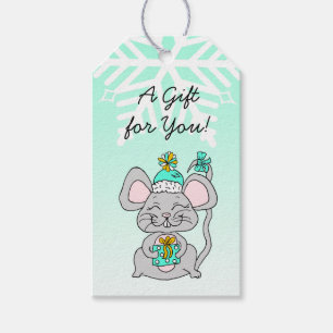 Merry Christmas Happy New Year Mouse with Gift Tags