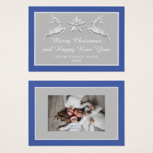 Merry Christmas Happy New Year Name Blue Grey