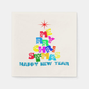 Merry Christmas Happy New Year Napkin
