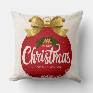 Merry Christmas & Happy New Year Ornament Design   Cushion