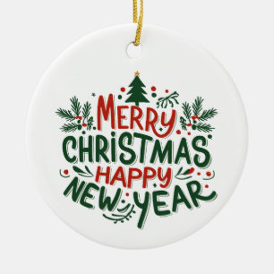 Merry Christmas Happy New Year Ornaments