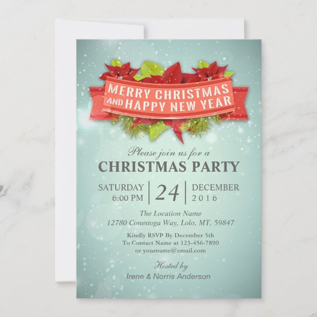 Merry Christmas & Happy New Year Party Invitation (Front)