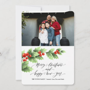 Merry Christmas Happy New Year Photo Card