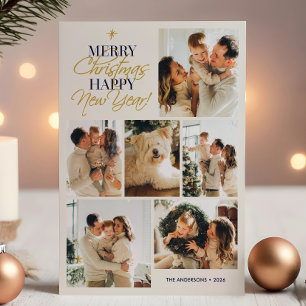 Merry Christmas & Happy New Year Photo Collage Holiday Card