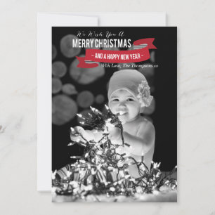 Merry Christmas & Happy New Year Photo Flat Card