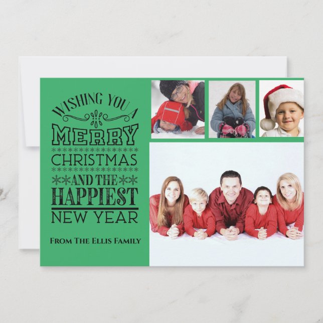 Merry Christmas, Happy New Year Photo Holiday Card (Front)