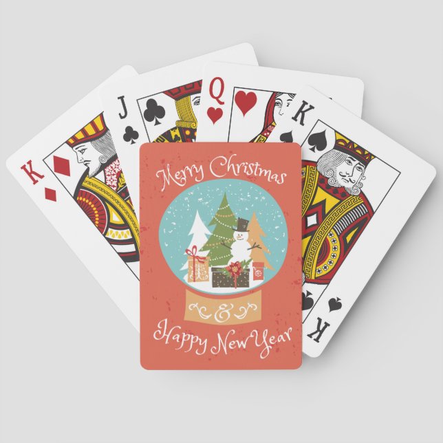 Merry Christmas Happy New Year Playing Cards (Back)