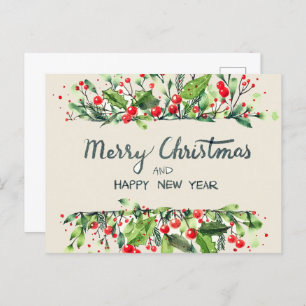 Merry Christmas happy new year postcards