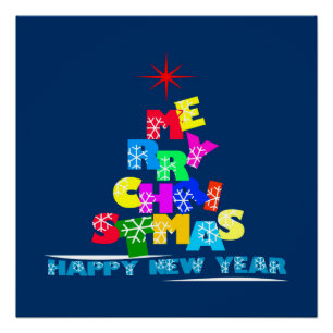 Merry Christmas Happy New Year Poster