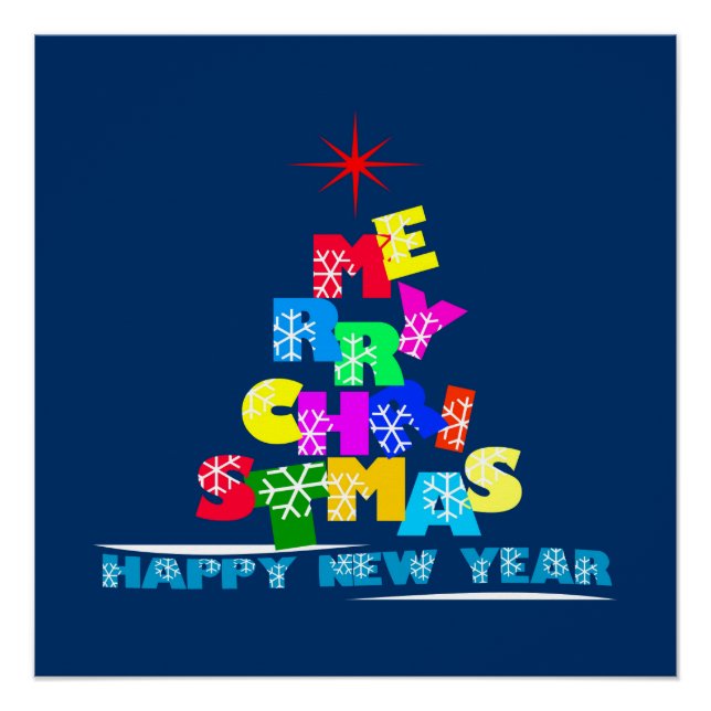 Merry Christmas Happy New Year Poster (Front)