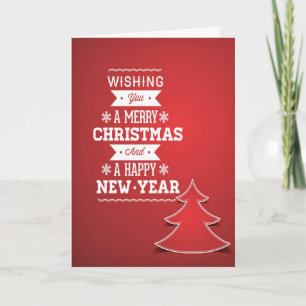 Merry Christmas Happy New Year Retro Greeting Card