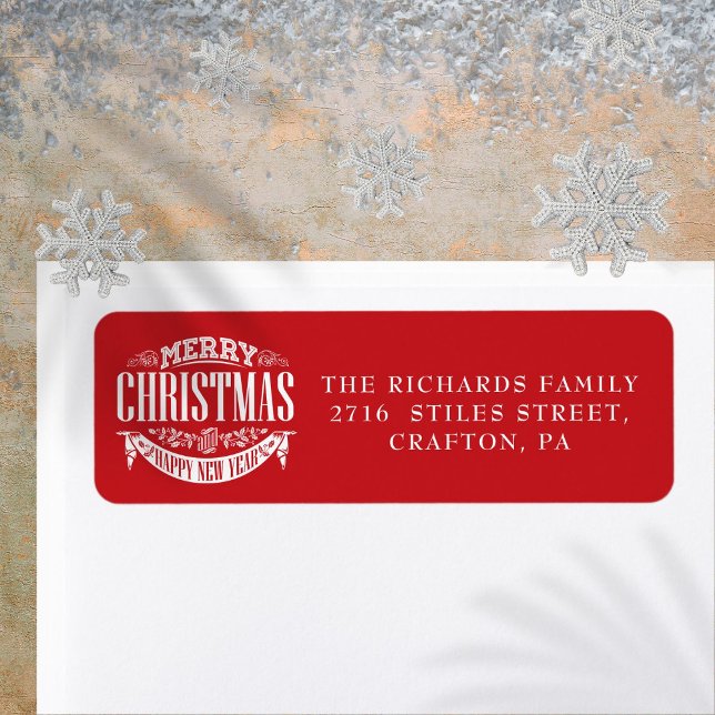 Merry Christmas Happy New Year Return Address (Merry Christmas Happy New Year Return Address Label)