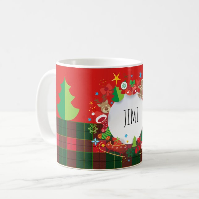 Merry Christmas & Happy New Year! Scotland Pattern Coffee Mug (Front Left)