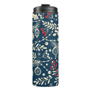 Merry Christmas, Happy New Year seamless pattern w Thermal Tumbler