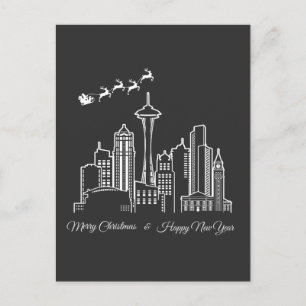 Merry Christmas Happy New Year Seattle Washington Postcard