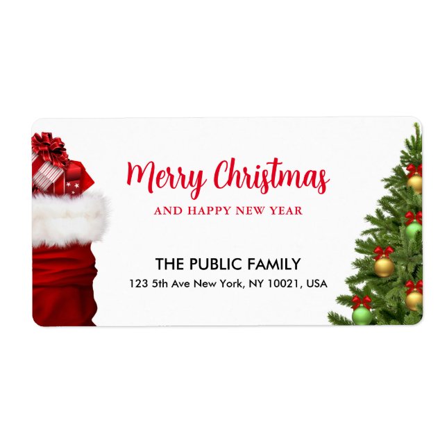 Merry Christmas Happy New Year Shipping Address (Front)