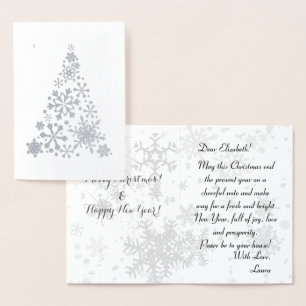 Merry Christmas & Happy New Year silver custom Foil Card