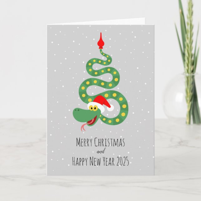 Merry Christmas Happy New Year Snake 2025 Card (Front)