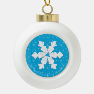 Merry Christmas! Happy New Year! Snowflake 2022 Ceramic Ball Christmas Ornament