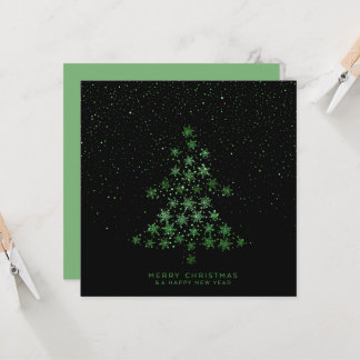 Merry Christmas Happy New Year Snowflake Tree Card