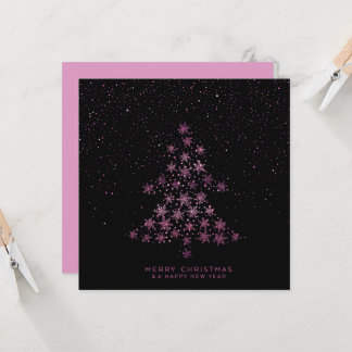Merry Christmas Happy New Year Snowflake Tree Card