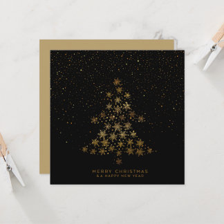 Merry Christmas Happy New Year Snowflake Tree Card