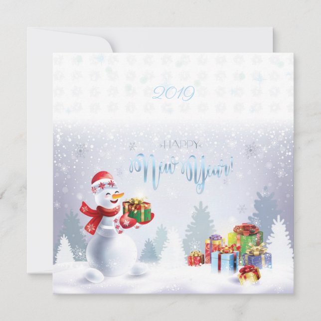 Merry Christmas & Happy New Year! Snowman Card (Front)