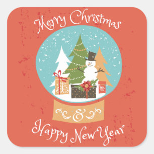 Merry Christmas Happy New Year Square Sticker