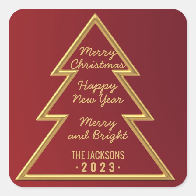 Merry Christmas & Happy new year Square Sticker (Front)