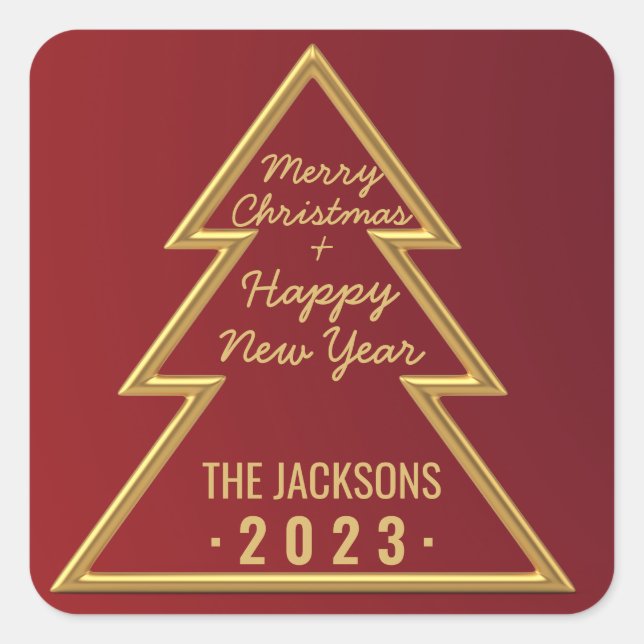 Merry Christmas & Happy new year Square Sticker (Front)