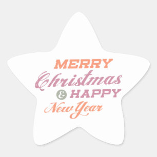 Merry Christmas Happy New Year Star Stickers