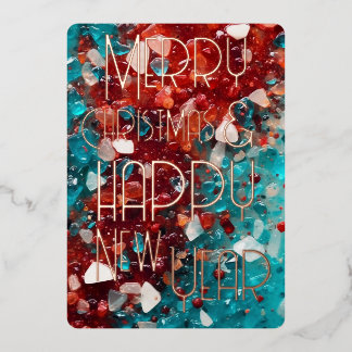 Merry Christmas Happy New Year Teal Red