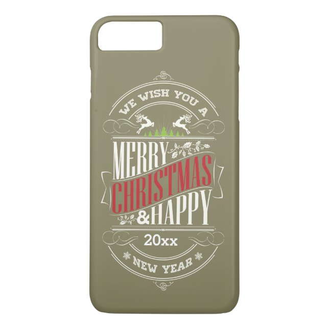 Merry Christmas & Happy New Year Text, Customise Case-Mate iPhone Case (Back)