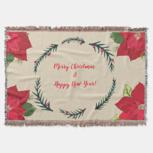 Merry Christmas, Happy New Year Throw Blanket
