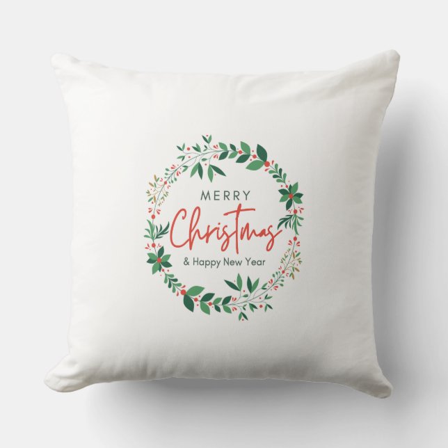 Merry Christmas & happy new year throw pillow (Front)