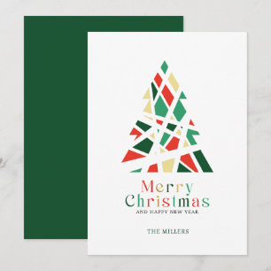 Merry Christmas Happy New Year Tree greeting card